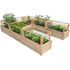 Greenes Fence Premium Cedar Raised Garden Bed with CritterGuard System 8′ x 12′ Light Brown
