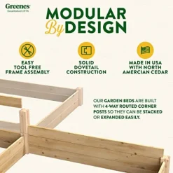 Greenes Fence Premium Cedar Raised Garden Bed with CritterGuard System 8′ x 12′ Light Brown