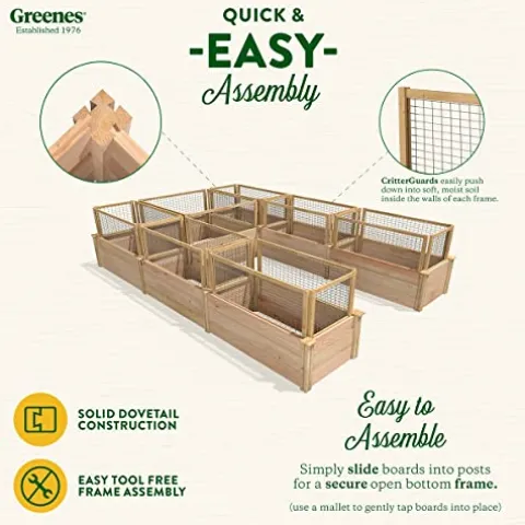 Greenes Fence Premium Cedar Raised Garden Bed with CritterGuard System 8′ x 12′ Light Brown