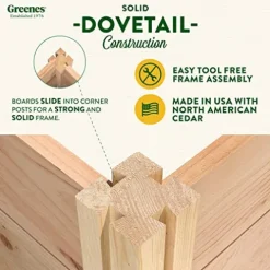 Greenes Fence Premium Cedar Raised Garden Bed with CritterGuard System 8′ x 12′ Light Brown