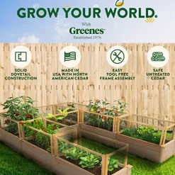 Greenes Fence Premium Cedar Raised Garden Bed with CritterGuard System 8′ x 12′ Light Brown