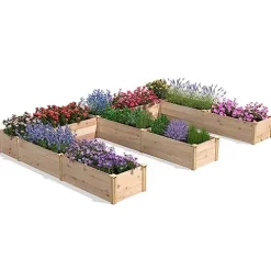 Greenes Fence Premium Cedar Raised Garden Bed E-Shaped 10′ x 14′ x 16.5″ Natural Cedar