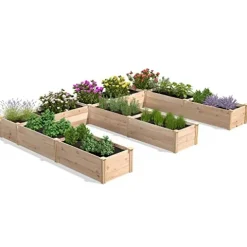 Greenes Fence Premium Cedar Raised Garden Bed E-Shaped 10′ x 14′ x 16.5″ Natural Cedar