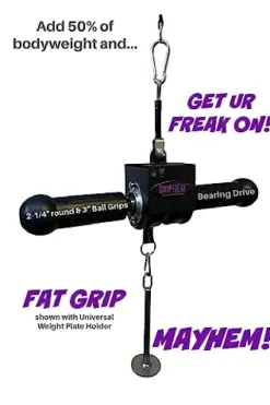 GRIP FREAK Thick Grip Wrist Roller with Power Rack Arm & Weight Plate Loader
