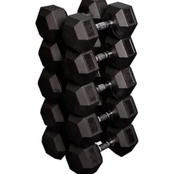 Gronk Fitness Rubber HEX Dumbbell Set – Pairs – 5-50lbs