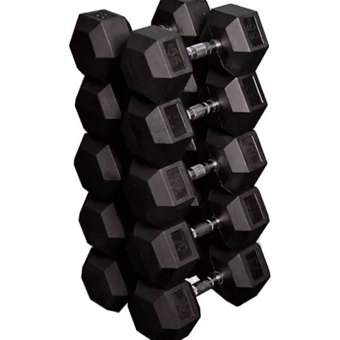 Gronk Fitness Rubber HEX Dumbbell Set – Pairs – 5-50lbs