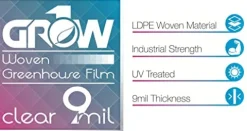 Grow1 Clear Woven Greenhouse Plastic Film 9 Mil UV Cover 40′ x 100′ Roll