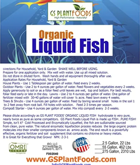 GS Plant Foods Liquid Fish Fertilizer OMRI Listed 275 Gallon