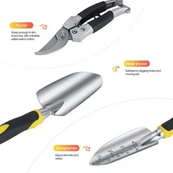 GUSATOLAS 6 PCS Cast-Aluminum Heavy Duty Gardening Tools Set Yellow