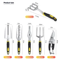 GUSATOLAS 6 PCS Cast-Aluminum Heavy Duty Gardening Tools Set Yellow