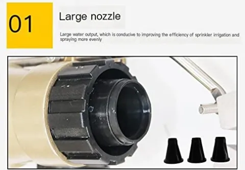 GUSTYT Large Spray Gun Irrigation Sprinkler Yellow Electroplating Silver