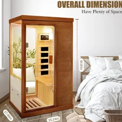 Gxcevsou Far Infrared Sauna 1 Person Canadian Hemlock Natural
