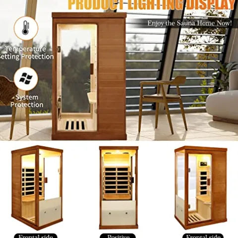 Gxcevsou Far Infrared Sauna 1 Person Canadian Hemlock Natural