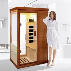 Gxcevsou Far Infrared Sauna 1 Person Canadian Hemlock Natural