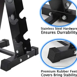 Gymnastics Power Hex Dumbbells Free Weights Set with Rack 190 LB