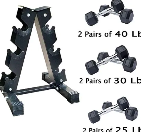 Gymnastics Power Hex Dumbbells Free Weights Set with Rack 190 LB