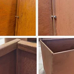 GZGNEEVL Corten Steel Planter Box 32 Inch Large Square Cube Rustic Metal Outdoor Planter