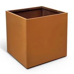 GZGNEEVL Corten Steel Planter Box 32 Inch Large Square Cube Rustic Metal Outdoor Planter