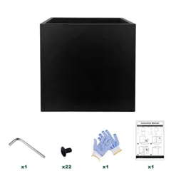 GZGNEEVL Galvanized Steel Planter Box Large Square Black 32-Inch