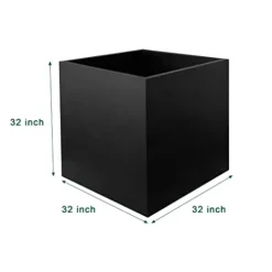 GZGNEEVL Galvanized Steel Planter Box Large Square Black 32-Inch