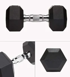 HAJEX Rubber Hex Dumbbell Heavy Weight Stack Black