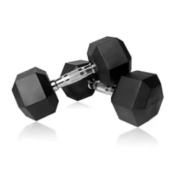 HAJEX Rubber Hex Dumbbell Heavy Weight Stack Black