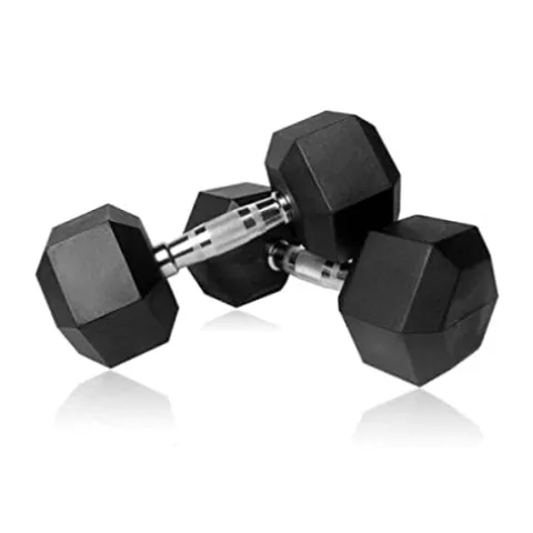 HAJEX Rubber Hex Dumbbell Heavy Weight Stack Black