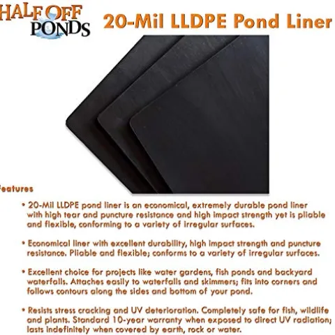 HALF OFF PONDS 25 ft. x 75 ft. 20-Mil LLDPE Pond Liner Black
