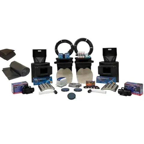 HALF OFF PONDS Savio Signature Ultimate Water Garden and Koi Pond Kit with UVinex Filter, Aeration System, and Liner Black