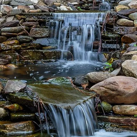 HALF OFF PONDS Simply Waterfalls 6100 Waterfall Kit with MatrixBlox, 15′ x 30′ EPDM Liner and 6,100 GPH Pump Black