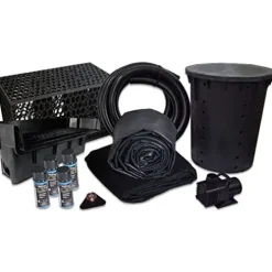 HALF OFF PONDS Simply Waterfalls 6100 Waterfall Kit with MatrixBlox, 15′ x 30′ EPDM Liner and 6,100 GPH Pump Black