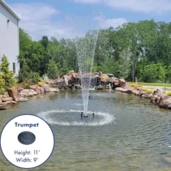 HALF OFF PONDS VXF Aerating Pond & Lake Fountain – 1/2 HP Pump with 3 Display Patterns & 100 Foot Cord White Lights