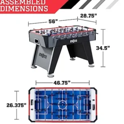Hall of Games 56” Arcade Foosball Gaming Table Competition Size Black/Grey