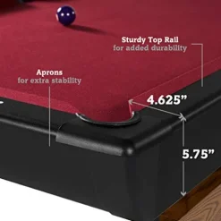 Hall of Games 7′ Edgewood Drop Pocket Table with Pool Ball and Cue Stick Set Brown