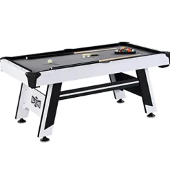 Hall of Games Arcade Drop Pocket Table with Pool Ball and Cue Stick Set White/Black