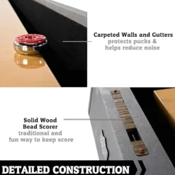 Hall of Games 9ft Kinwood Shuffleboard Table Scratch Resistant Playfield Grey/Tan