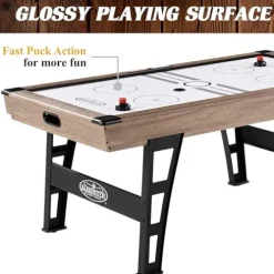 Hall of Games Grant 6′ Steel Leg Air Hockey Table Wood Grain/Black