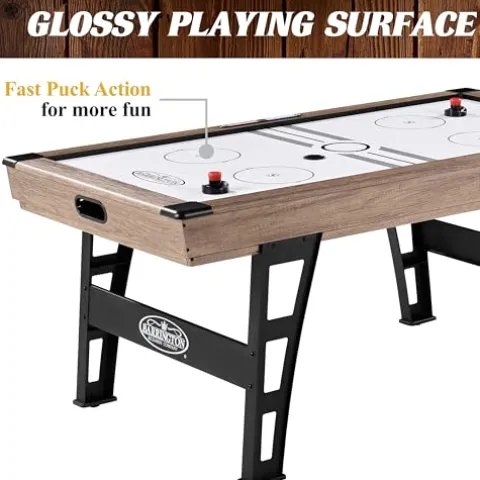 Hall of Games Grant 6′ Steel Leg Air Hockey Table Wood Grain/Black