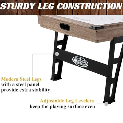 Hall of Games Grant 6′ Steel Leg Air Hockey Table Wood Grain/Black