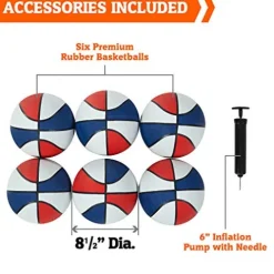 Hall of Games Indoor Arcade Basketball Games Multiple Styles 2-Player Arcade Scoring Display with Rubber Basketball Set 88″ Tall Steel Cage Extra Wide Game (W/Poly Backboard)