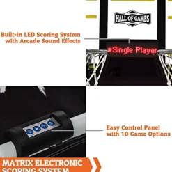 Hall of Games Xtra Long Shot EZ-Fold Premium Arcade Basketball Game Black/Yellow/White