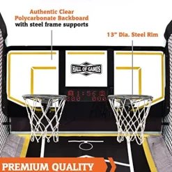Hall of Games Xtra Long Shot EZ-Fold Premium Arcade Basketball Game Black/Yellow/White