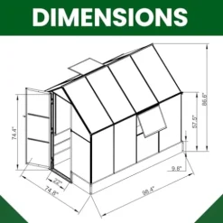 Hanover 8-Ft. x 6-Ft. Polycarbonate Walk-In Greenhouse Green