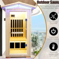 HAOYAYA Outdoor Far Infrared Sauna 1 Person Natural