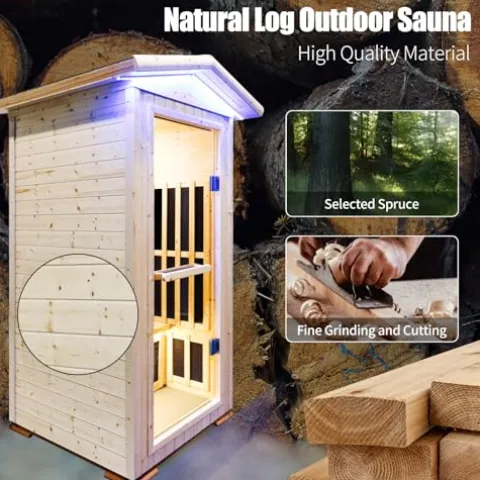 HAOYAYA Outdoor Far Infrared Sauna 1 Person Natural