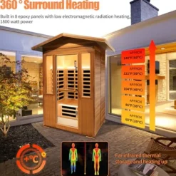 HAOYAYA Outdoor Far Infrared Sauna 2 Person 1800W Natural