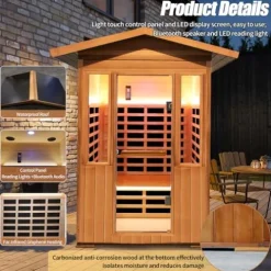 HAOYAYA Outdoor Far Infrared Sauna 2 Person 1800W Natural