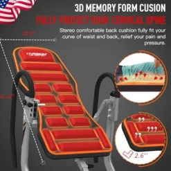 HARISON Heavy Duty Inversion Table for Back Pain Relief 350 LBS Capacity with 3D Memory Foam Black+Red