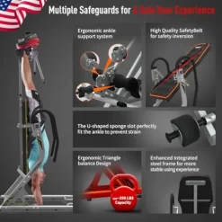 HARISON Heavy Duty Inversion Table for Back Pain Relief 350 LBS Capacity with 3D Memory Foam Black+Red