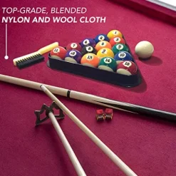 Hathaway Augusta 8-ft Pool Table with Burgundy Felt – Mahogany Finish